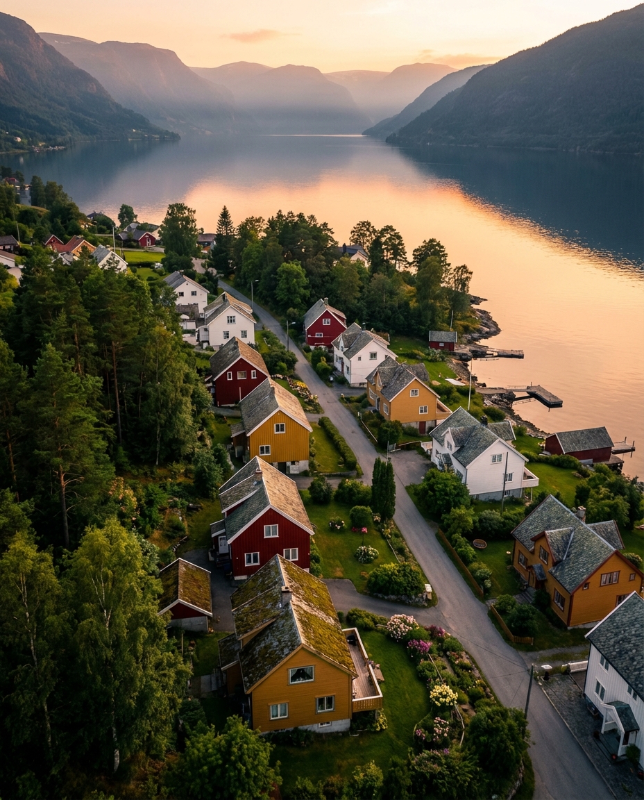 Tomtegrenser og norske boliger sett fra luften